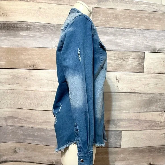 D & W Raw edge denim shirt S - Picture 3 of 7